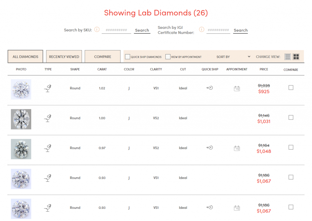 With Clarity reference-diamond selection