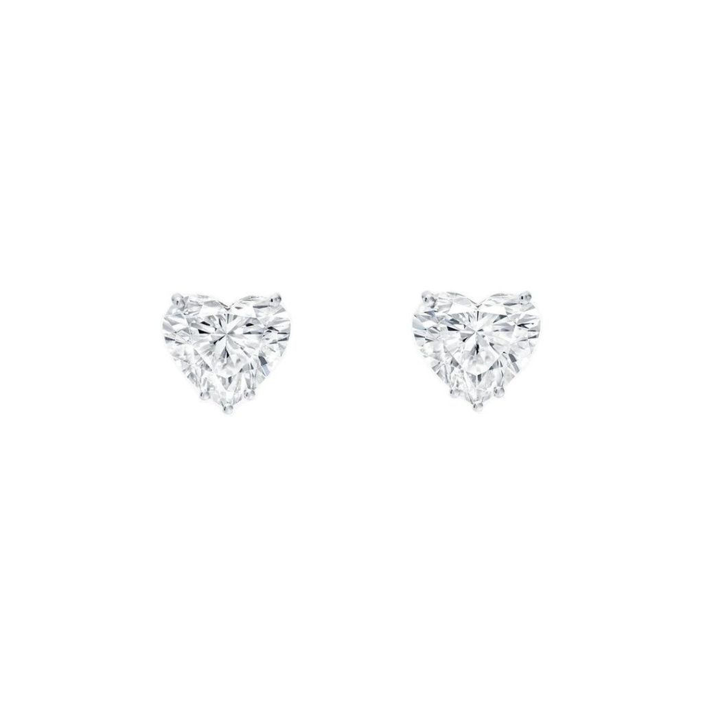 Heart-shaped lab-grown diamond stud earrings