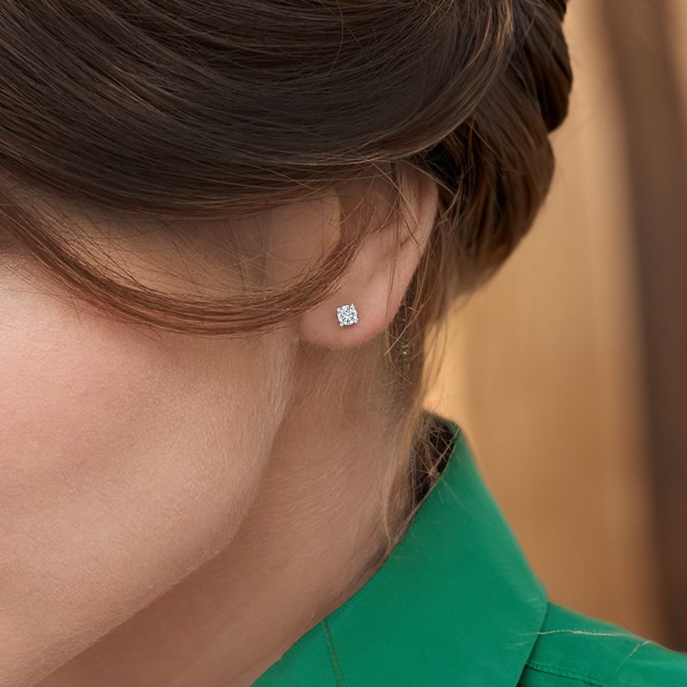 Round lab-grown diamond stud earrings