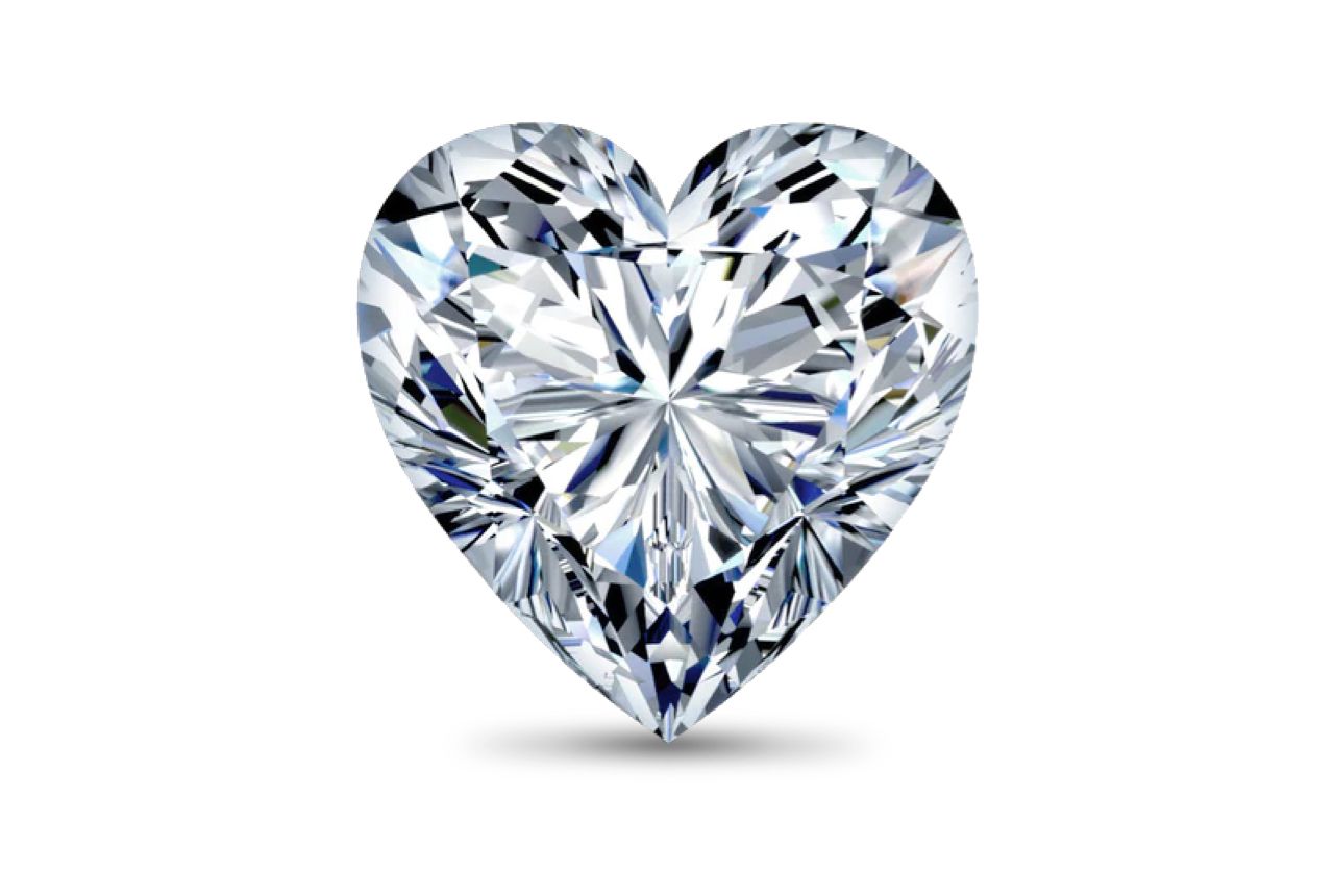 Heart-shaped lab-grown diamond shown face-up