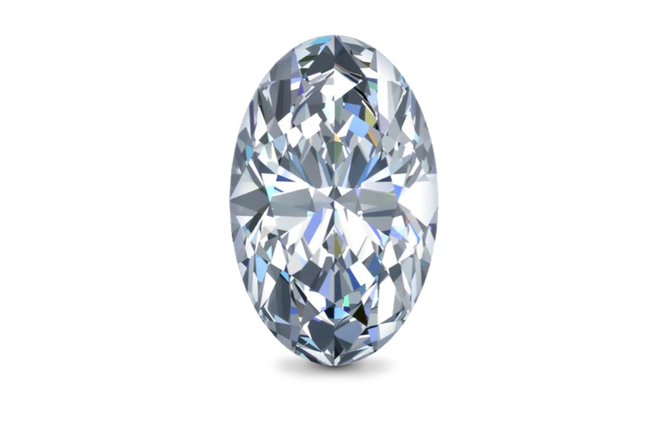 Oval lab-grown diamond shown face-up