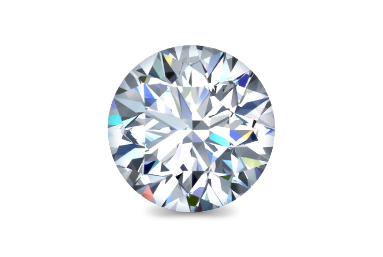 Round lab-grown diamond shown face-up