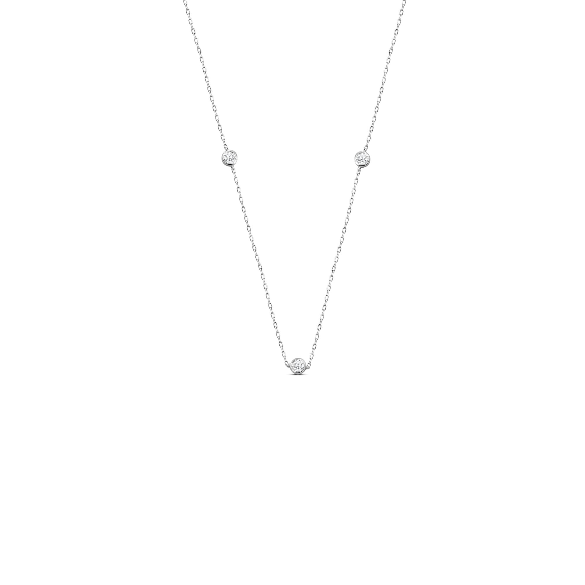 Five-stone one-carat-total-weight lab-grown diamond necklace in white gold
