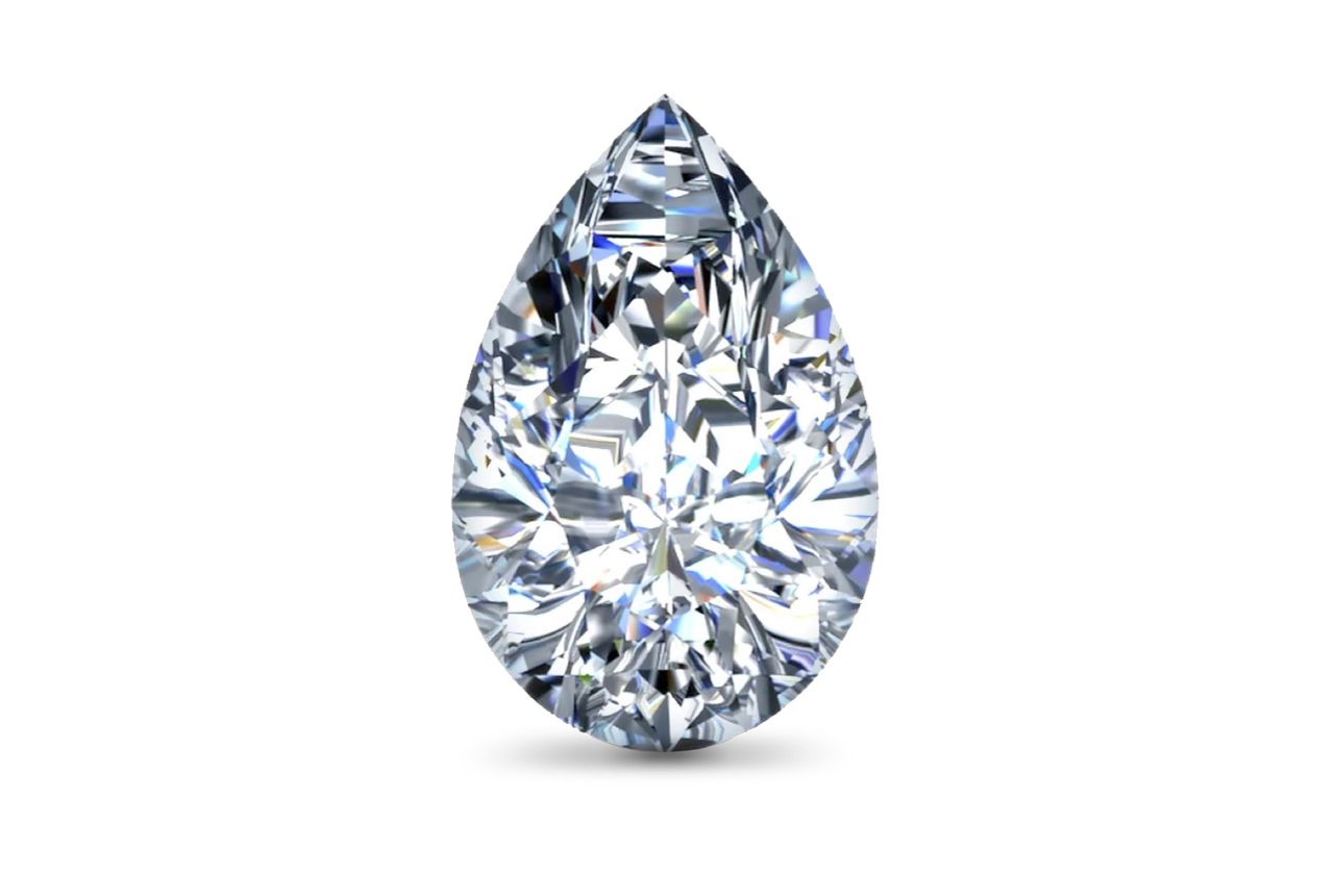 Pear-shaped lab-grown diamond shown face-up