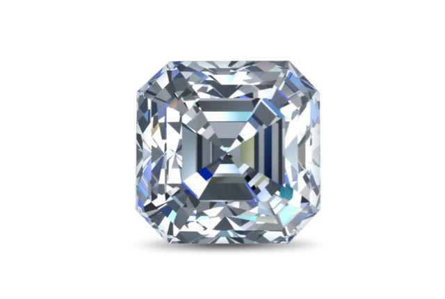 Asscher-cut lab-grown diamond shown face-up