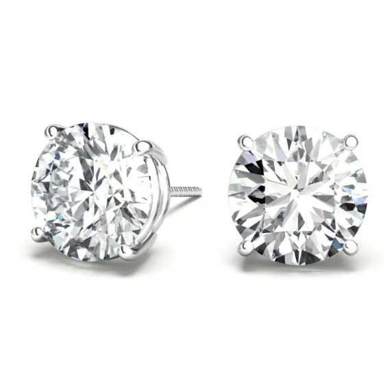 Pair of lab-grown diamond stud earrings with a combined one-carat total weight
