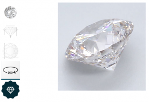 A magnified product view from our Clean Origin research shows how to inspect the stone. Clean Origin's magnified diamond inspection view from our research