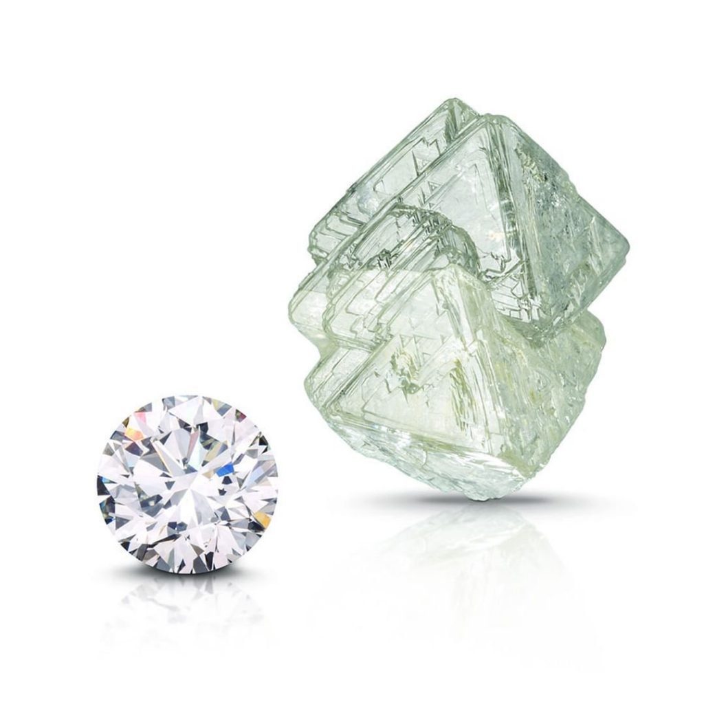 An uncut diamond crystal