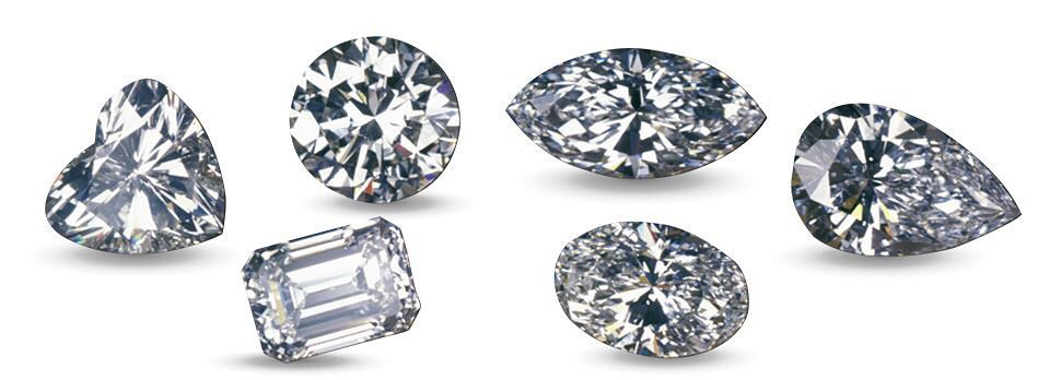 Examples of round and fancy diamond shapes
