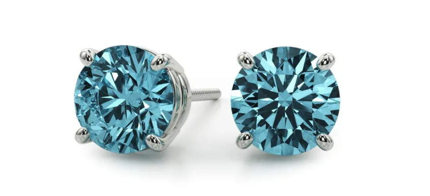 Blue lab-grown diamond showing how color and luminescence can interact under different lighting