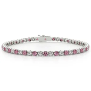 Pink lab-grown diamond tennis bracelet
