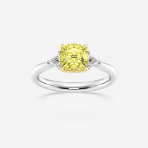 Yellow lab-grown diamond engagement ring