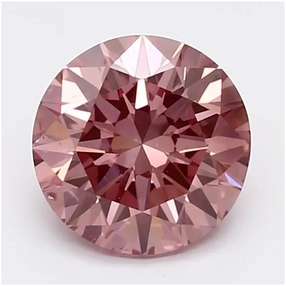 Round lab-grown diamond with a cool purplish-pink appearance