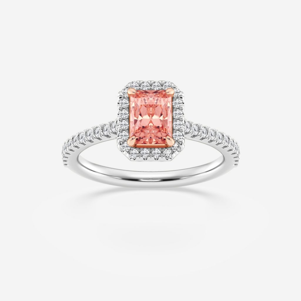 Pink lab-grown diamond engagement ring