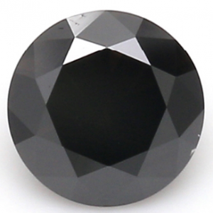 Round black diamond photographed face-up