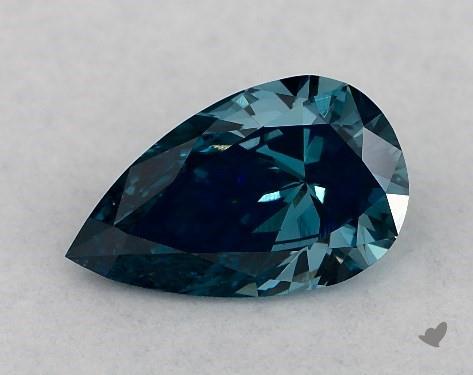 Pear-shaped blue lab-grown diamond with a stronger blue color