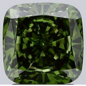 Round green diamond photographed face-up