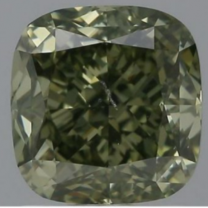 Round mined green diamond photographed face-up