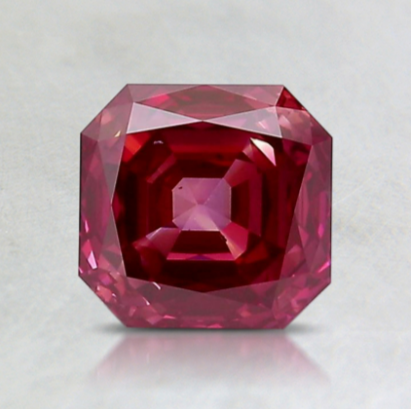 Asscher-cut red diamond photographed face-up