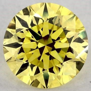 Radiant-cut yellow lab-grown diamond photographed face-up