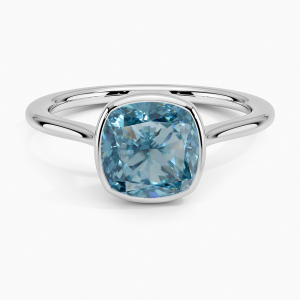 Blue lab-grown diamond engagement ring