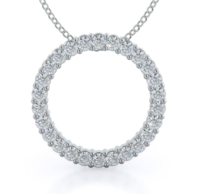 Open circular pendant set with small round diamonds