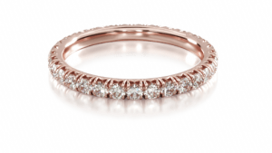 Rose-gold eternity band with round pave-set diamonds