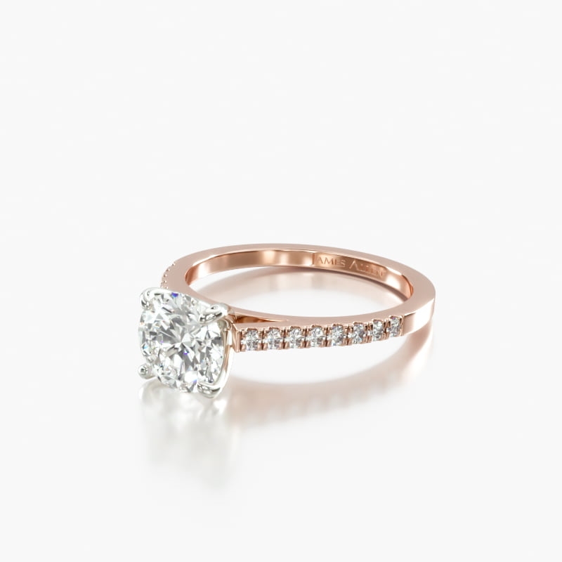 Round petite pavé cathedral engagement-ring design from the James Allen collection