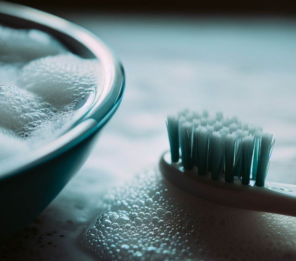 Mild soap and a soft toothbrush for cleaning lab-grown diamond jewelry.