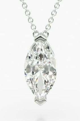 Marquise diamond pendant held at its two points on a fine chain