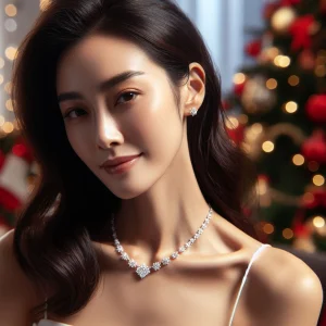 Lab-grown diamond necklace for a holiday gift