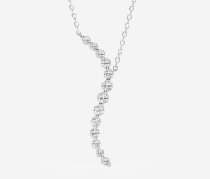 Slim Grown Brilliance journey pendant with diamonds following a curved line