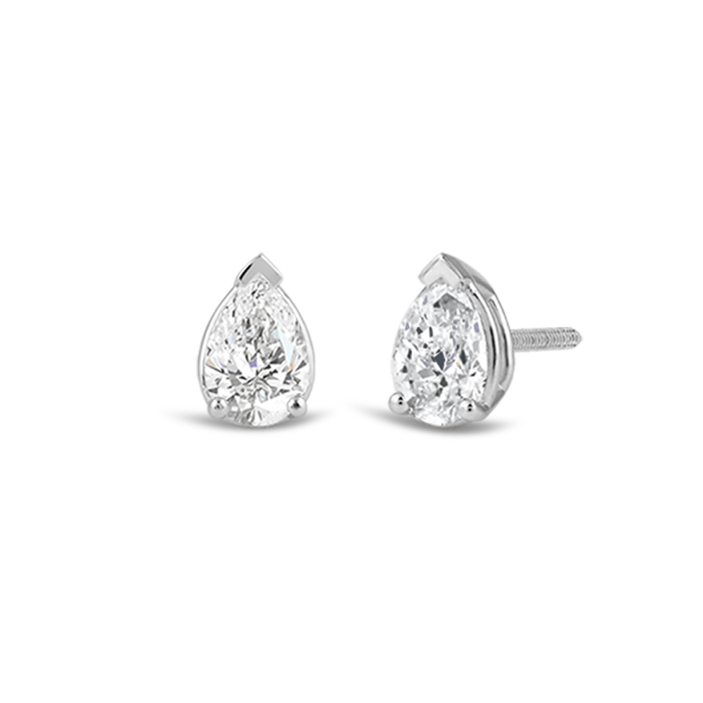 Pear-shaped diamond martini stud earrings with screw-back posts