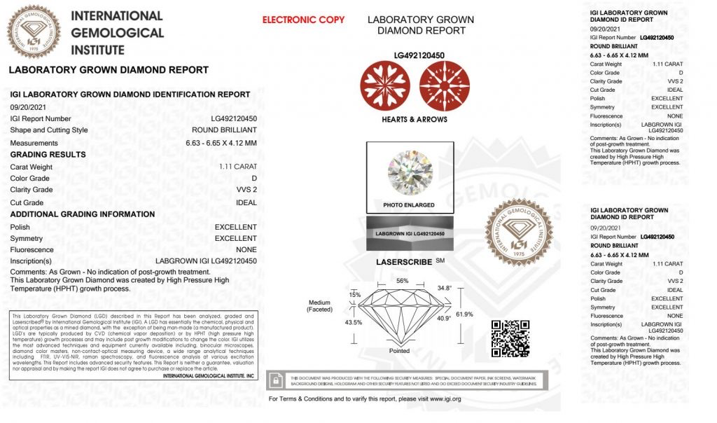 IGI lab-grown diamond report - Should you choose a lab-grown diamond engagement ring