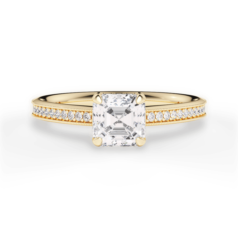 Asscher-cut diamond shown face-up
