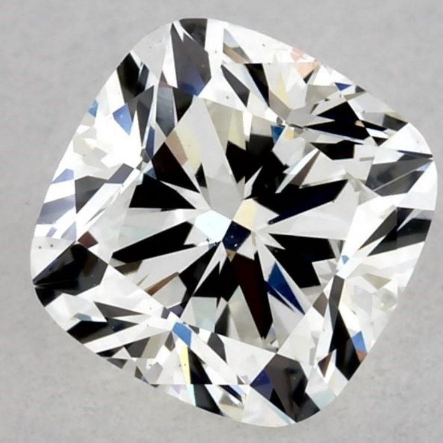 Chunky cushion facet pattern Cushion diamond with broader, chunky reflections