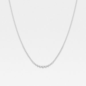 White-metal chain with a graduated line of round diamonds at the front