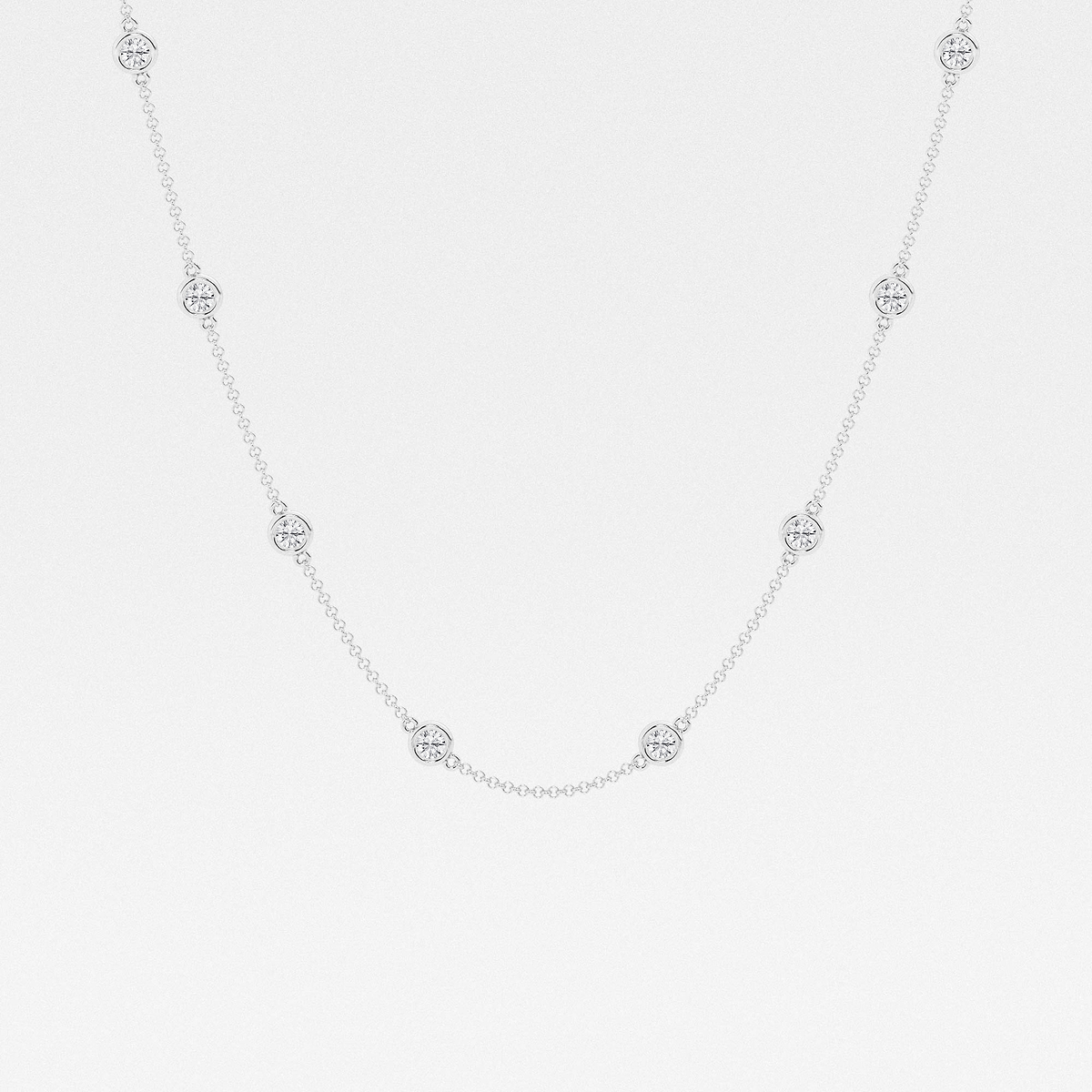 Grown Brilliance white-gold station necklace with round diamonds spaced along a fine chain