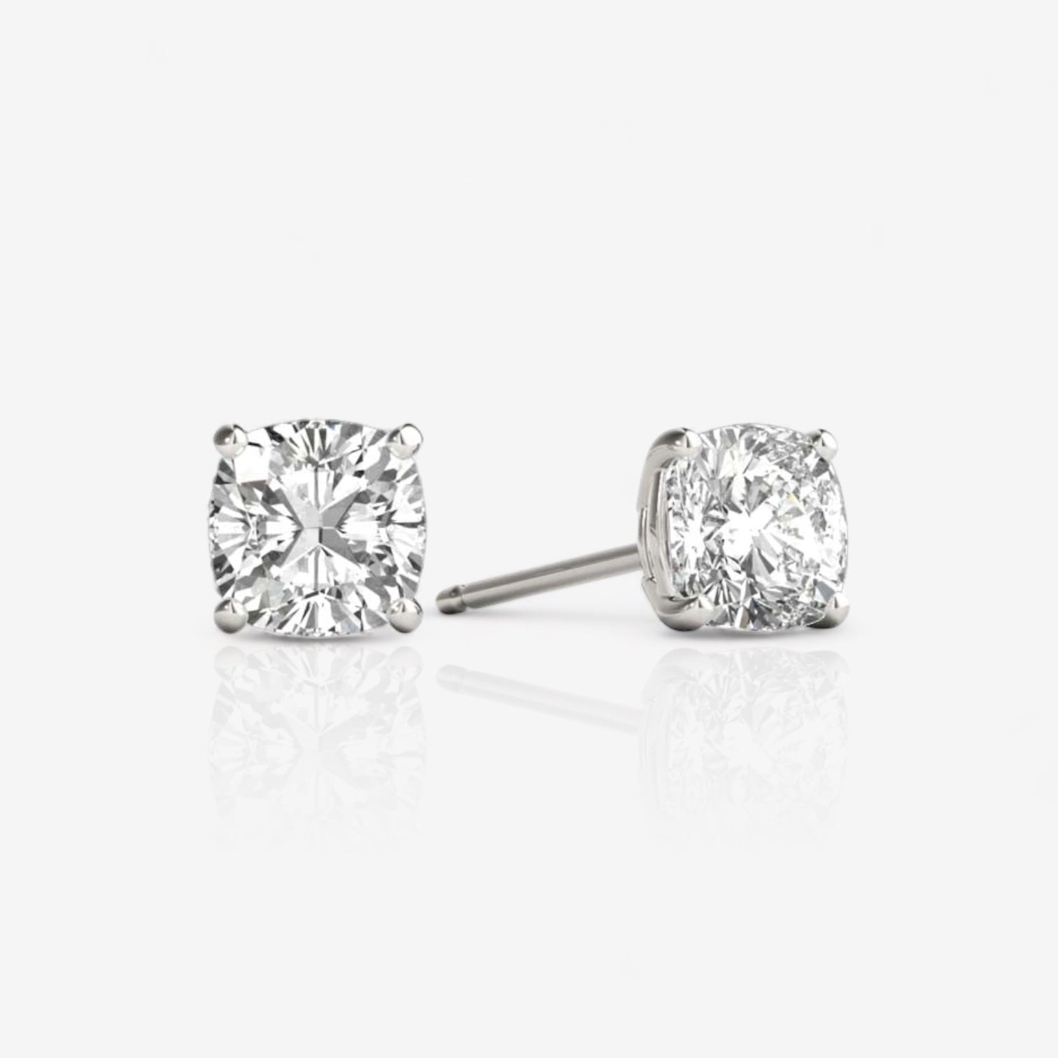 Cushion-cut lab-grown diamond stud earrings from Ritani