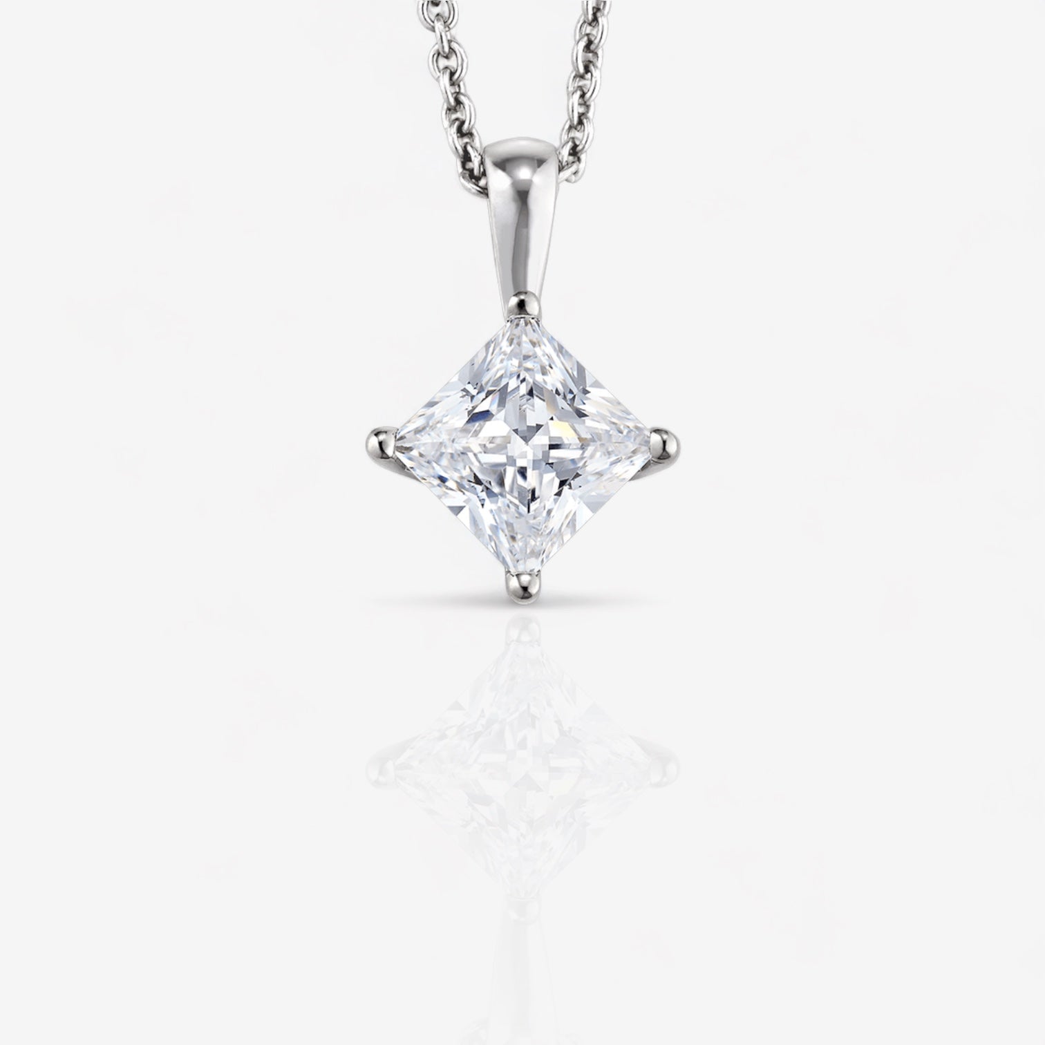 Kite-set princess-cut lab-grown diamond pendant from Ritani