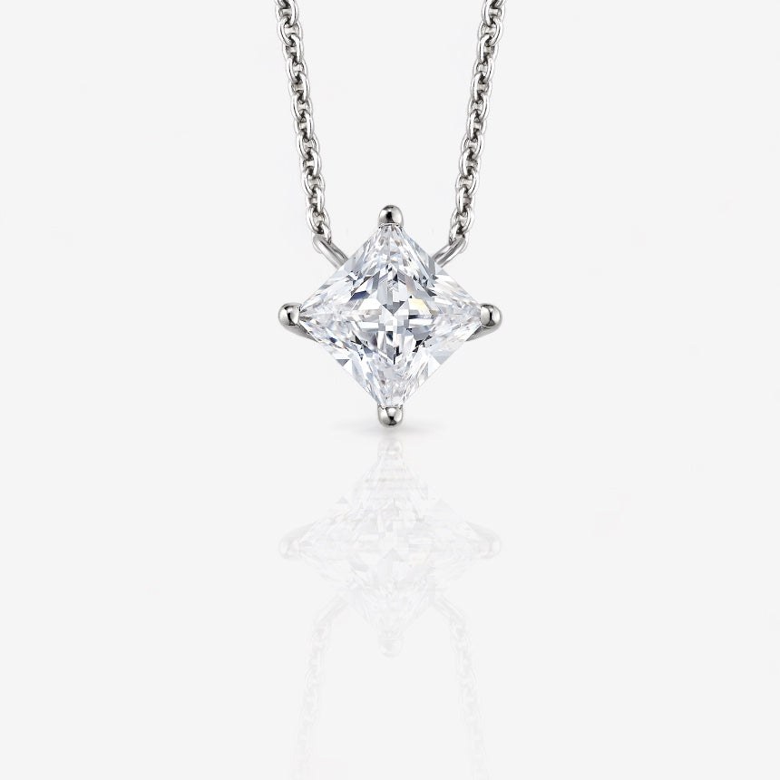 Kite-set princess-cut lab-grown diamond pendant from Ritani