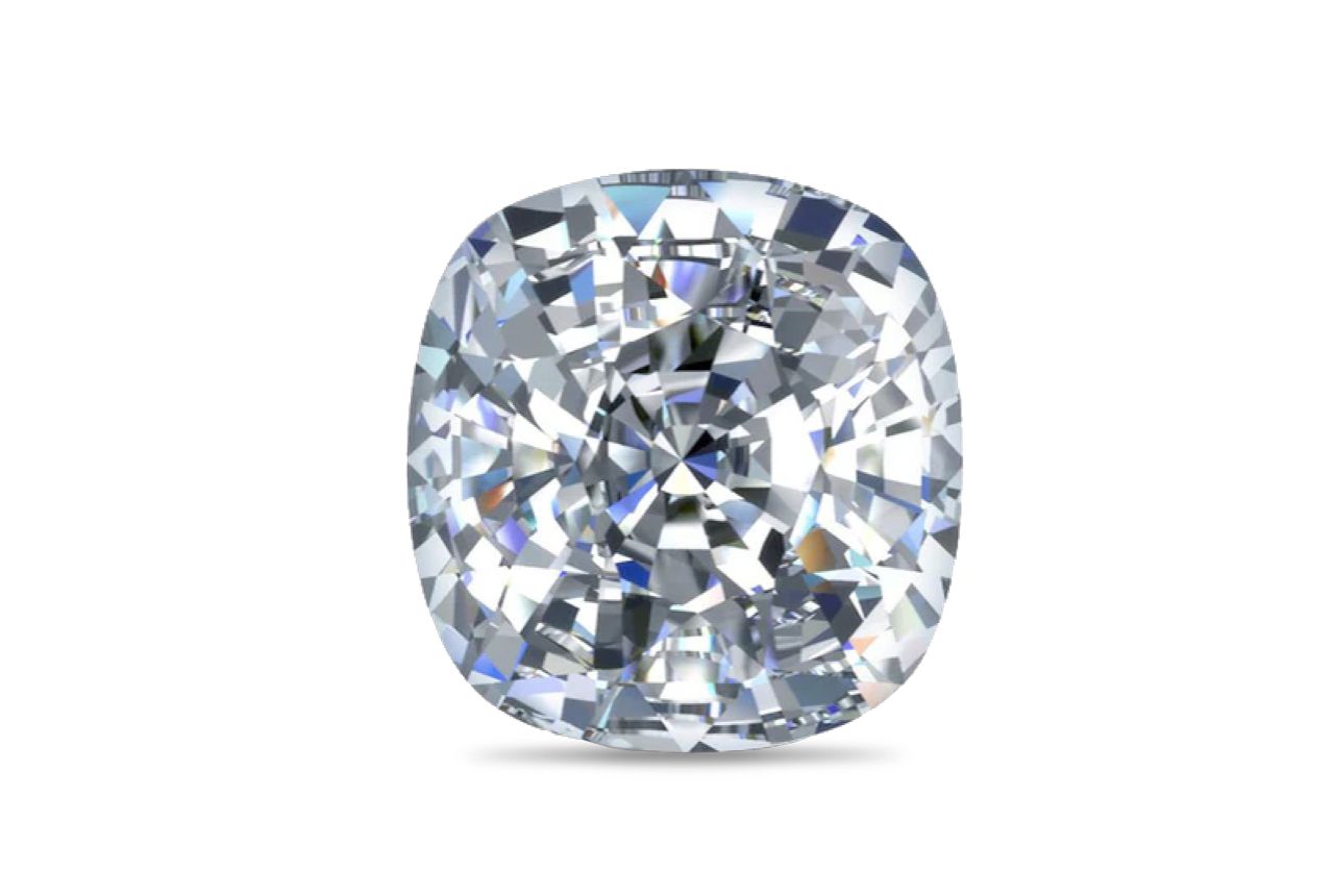 Cushion-cut loose diamond Cushion-cut lab-grown diamond shown face-up