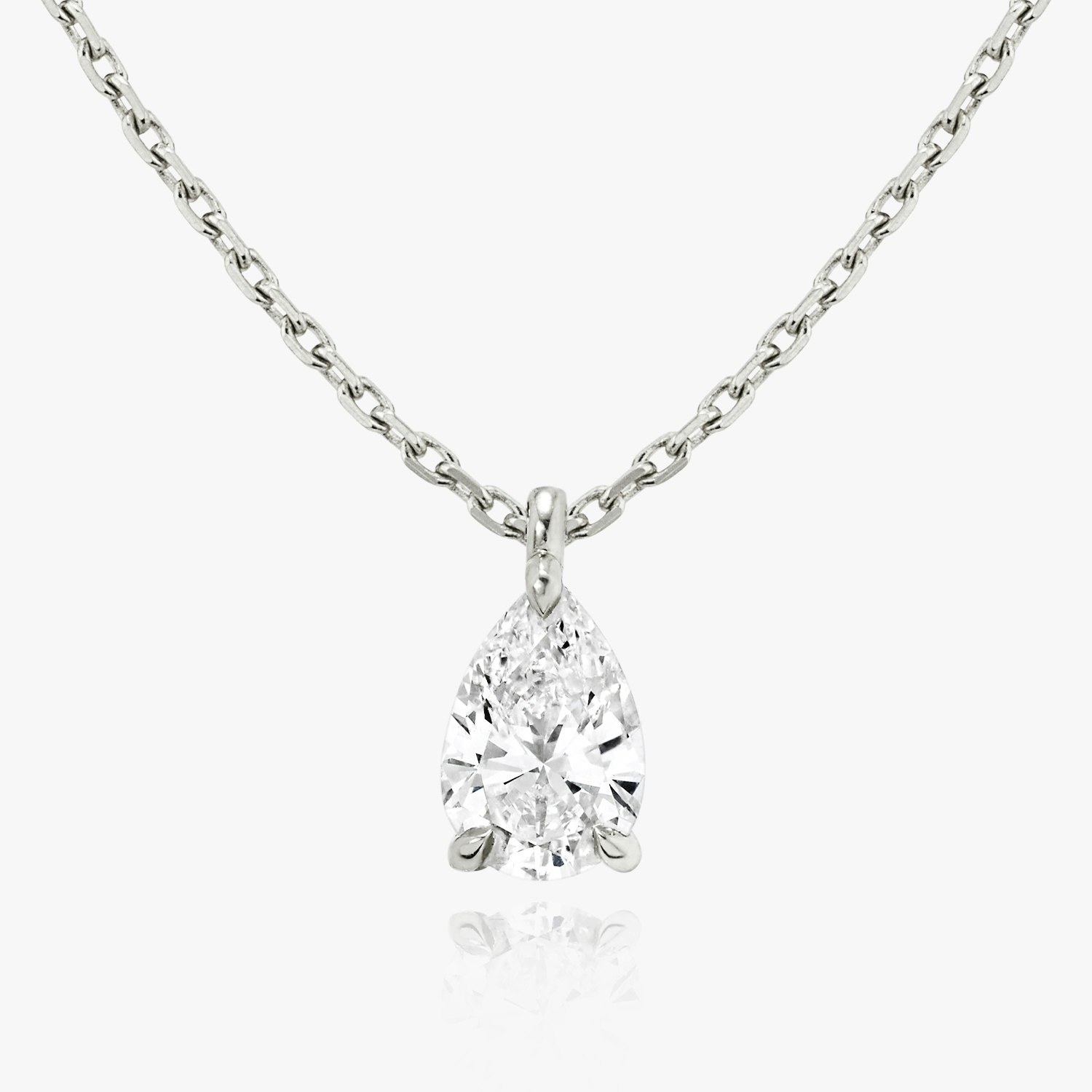 Pear-shaped lab-grown diamond solitaire pendant in white gold
