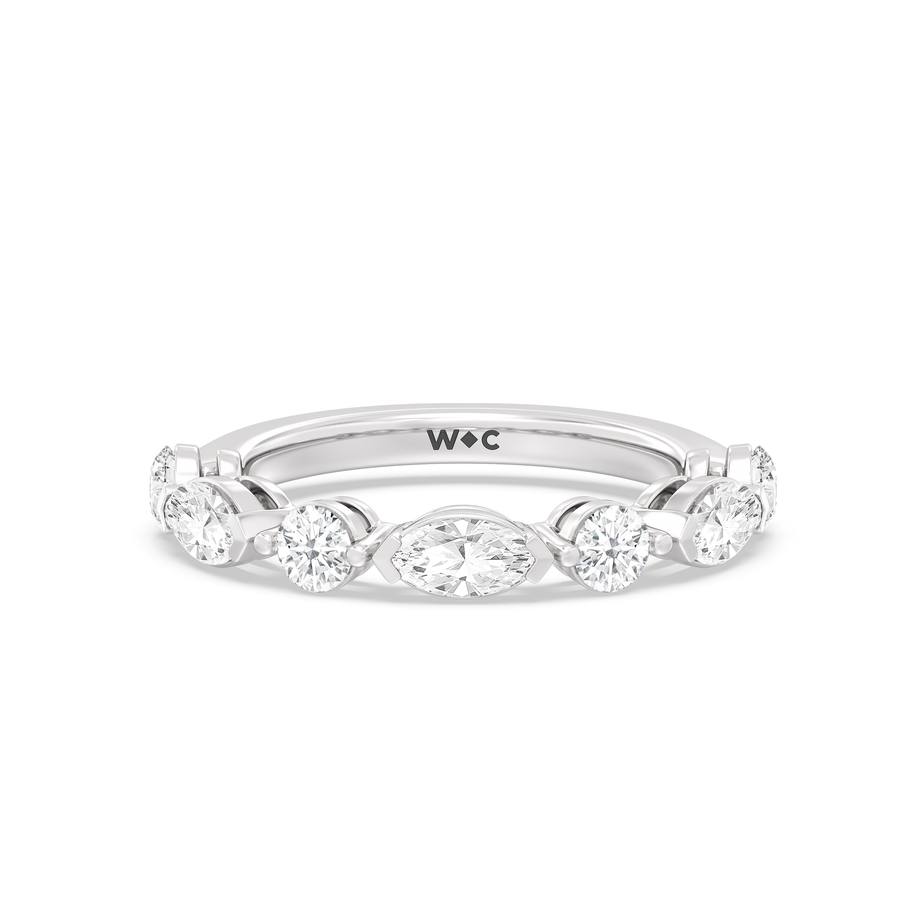 Alternating marquise and round lab-grown diamond anniversary band