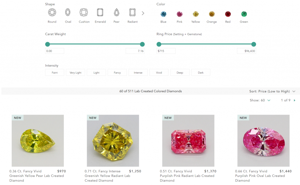 Fancy-colored lab-grown diamonds in our earlier Brilliant Earth research. Fancy-colored lab-grown diamonds at Brilliant Earth