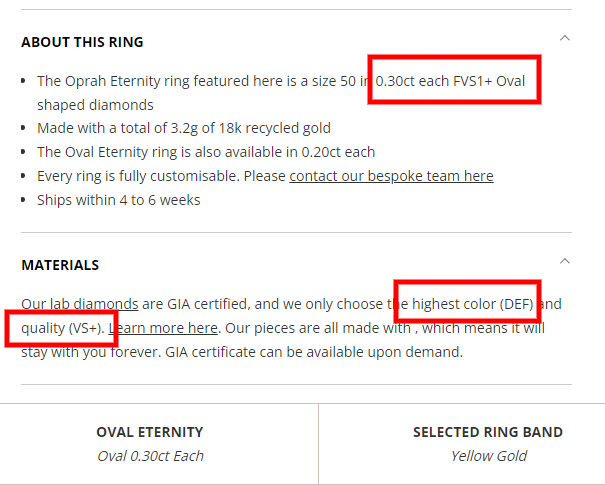 Oprah Eternity ring product information
