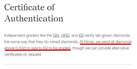 Kimaï's FAQ describing IGI grading
