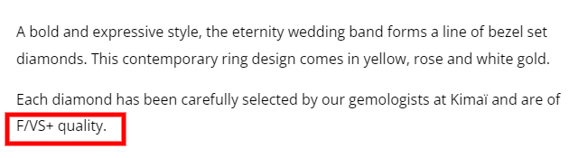 Castle Eternity ring specifications