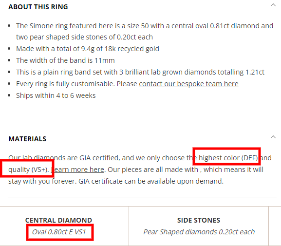 Simone ring diamond specifications