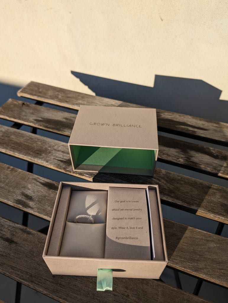 Grown Brilliance ring box from our purchase